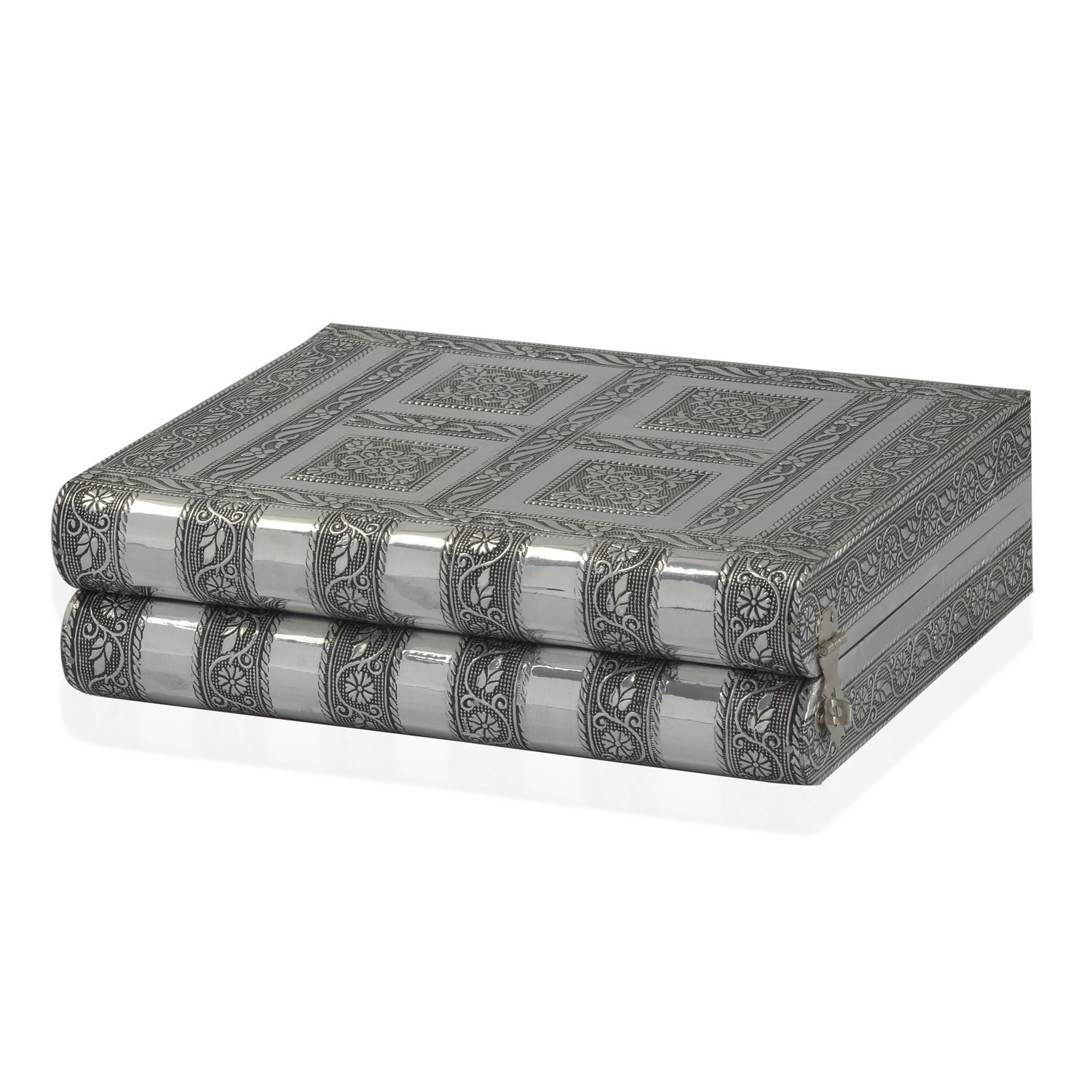 Aluminium Meenakari Jewellery Box with Mirror and Red Velvet Inside (Size 27x19x7 Cm)