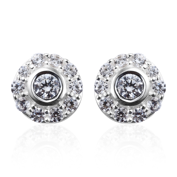 Lustro Stella Made with Finest CZ Stud Earrings in Sterling Silver
