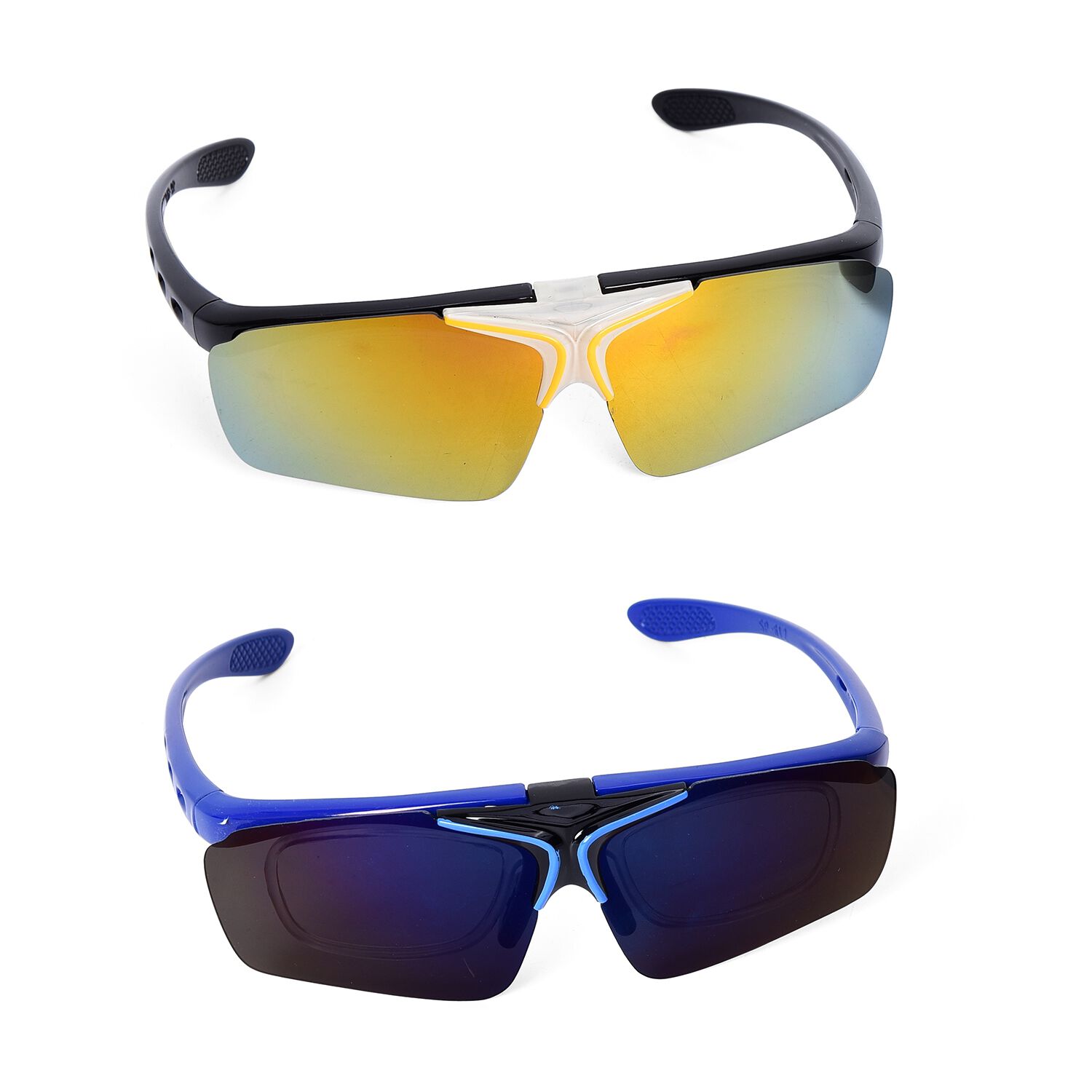 Set of 2 - Double-Layer Clamshell Design Reversible Sunglasses