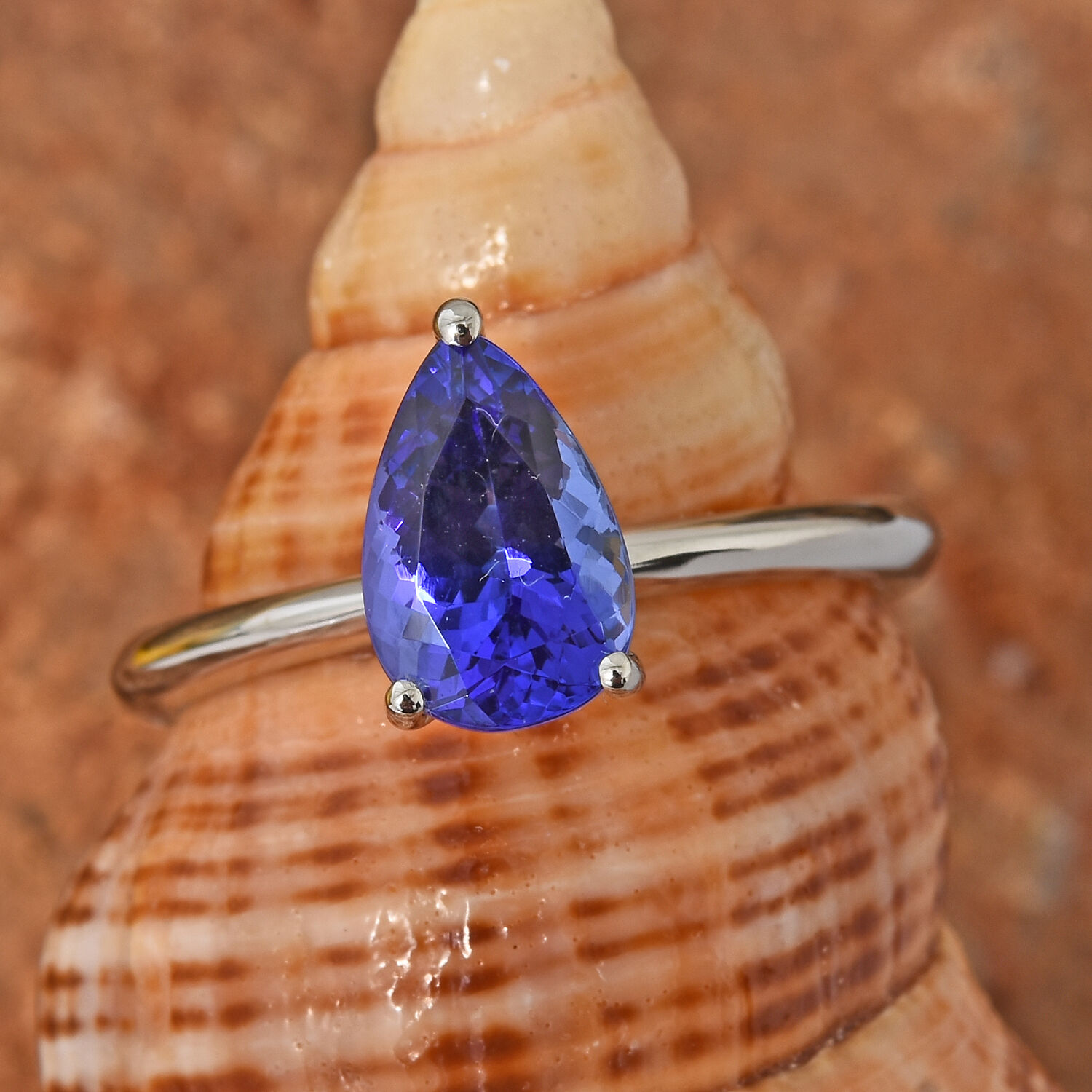 RHAPSODY 950 Platinum AAAA Tanzanite (Pear) Solitaire Ring 1.500  Ct.