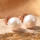Japanese Akoya Pearl Stud Earrings (with Push Back) in Rose Gold Overlay Sterling Silver