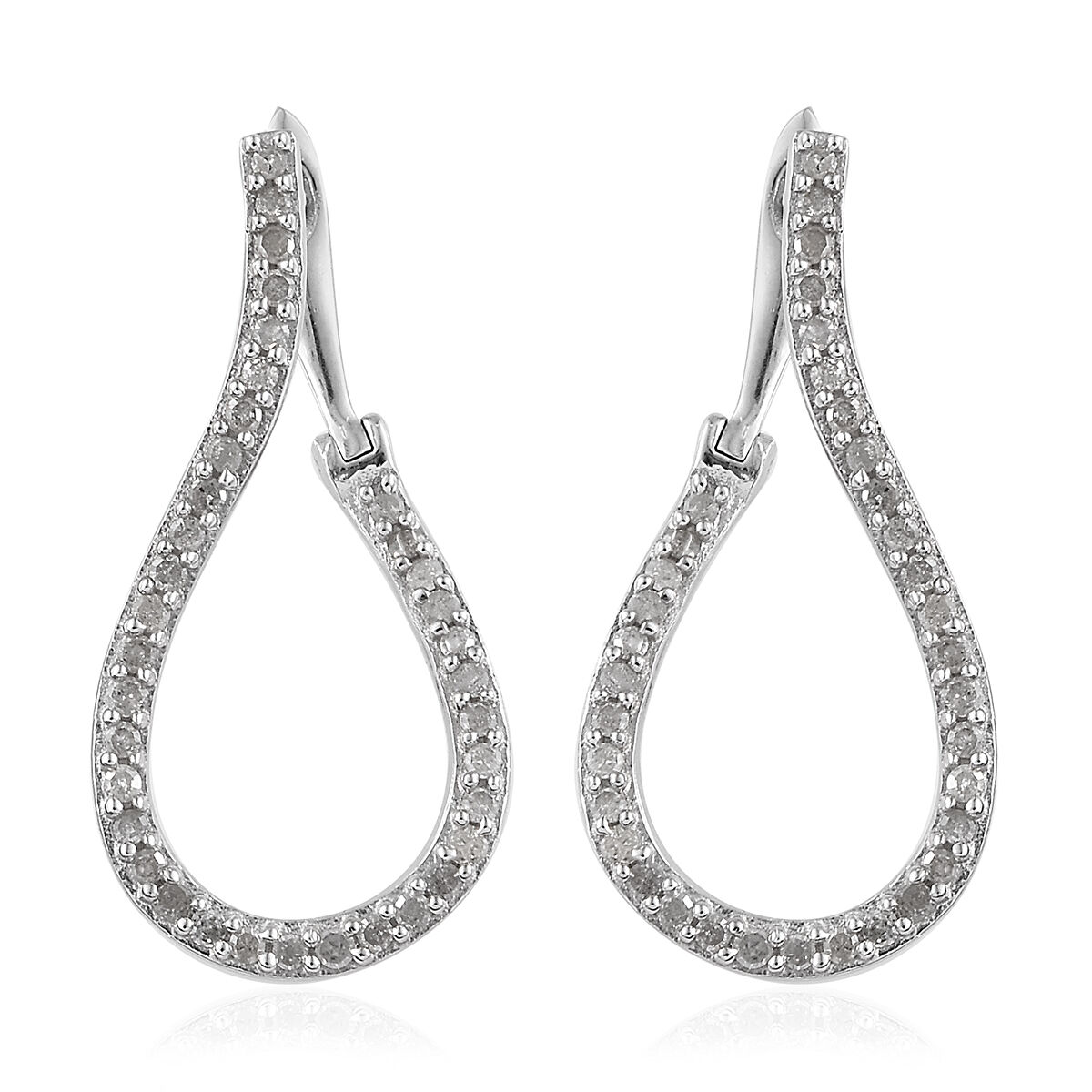 TJC White Diamond Stud Earrings for Women for Her in Platinum Plated Silver
