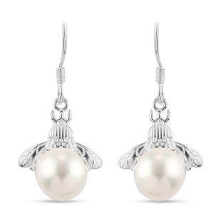 Freshwater Pearl Earrings with Hook in Sterling Silver