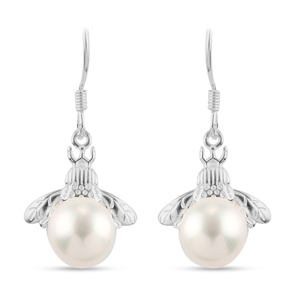 Freshwater Pearl Earrings with Hook in Sterling Silver