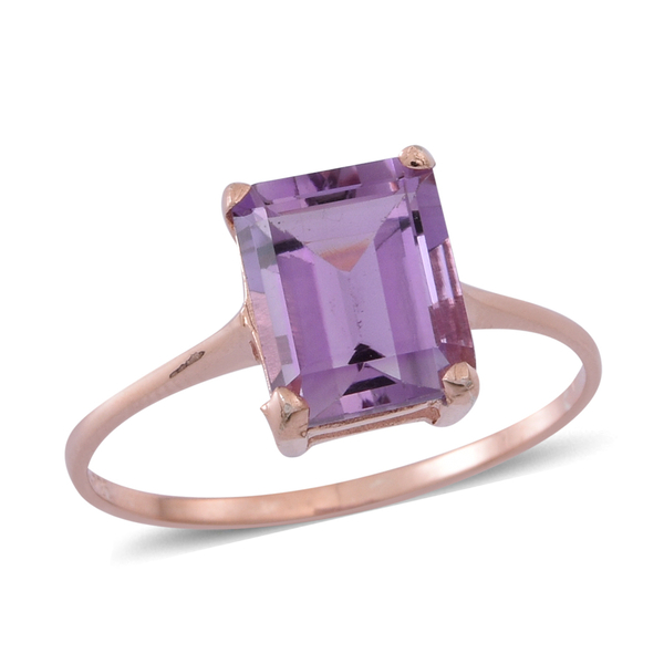 AA Rose De France Amethyst (Oct) Solitaire Ring in Rose Gold Overlay Sterling Silver 3.000 Ct.