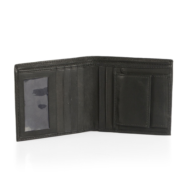100% Genuine Leather Black Colour RFID Blocker Multi Utility Wallet (Size 12x10 Cm)