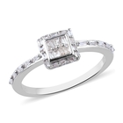 Diamond Ring (Size O) in Platinum Overlay Sterling Silver 0.23 Ct.