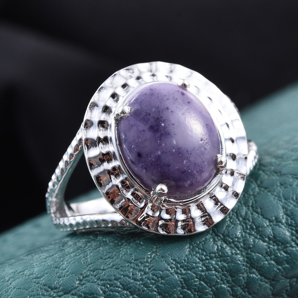 Purple Opal (Ovl) Solitaire Ring in Platinum Overlay Sterling Silver 3.000 Ct.