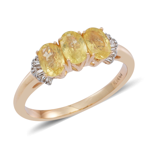 RARE ILIANA 18K Y Gold Yellow Sapphire (Ovl 1.66 Ct), Diamond Ring 1.770 Ct.
