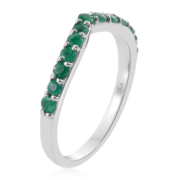 RHAPSODY 950 Platinum Boyaca Colombian Emerald  (Rnd) Wishbone Ring 0.500 Ct.