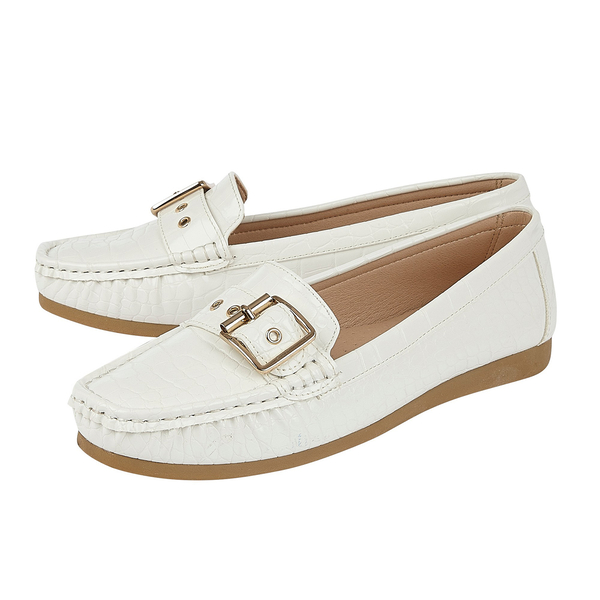 Lotus Cory Slip-On Loafers in White Colour
