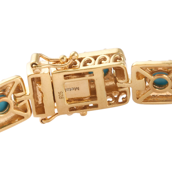Arizona Sleeping Beauty Turquoise Enamelled Bracelet (Size 7.5) in 14K Gold Overlay Sterling Silver 8.00 Ct, Silver wt 21.93 Gms