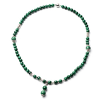 Created Malachite Beads Necklace (Size - 24) with Magnetic Lock in Silver Tone 265.00 Ct.