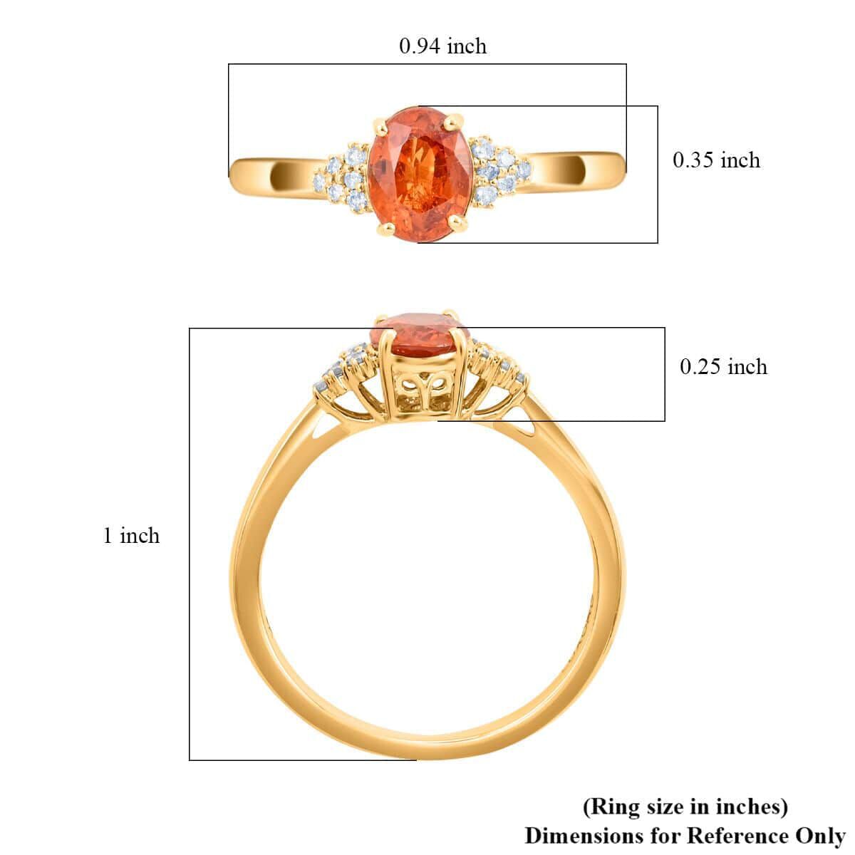 14K Yellow Gold  AAA   Nigerian Spessartite Garnet ,  White Diamond  I2 Ring 2.00 ct,  Gold Wt. 3.15 Gms  2.000  Ct.