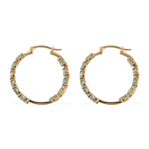 Paraibe Apatite (Ovl) Hoop Earrings in Yellow Gold Overlay Sterling Silver 9.250 Ct.