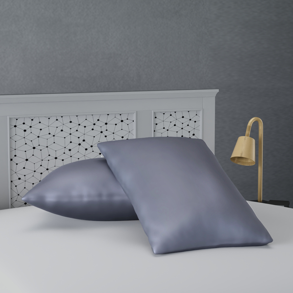 Set of 2 - Satin Pillow Cover (Size 50x76Cm) - Dark Grey