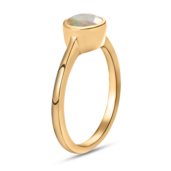Ethiopian Welo Opal Solitaire Ring in 18K Vermeil Yellow Gold Plated Sterling Silver