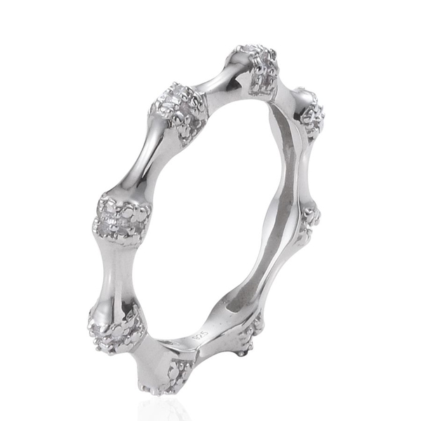 Diamond (Rnd) Stackable Bamboo Ring in Platinum Overlay Sterling Silver 0.050 Ct.