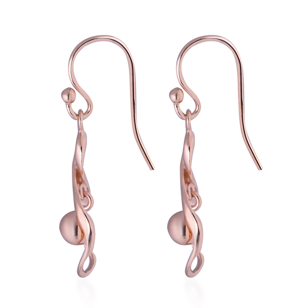 Rose Gold Overlay Sterling Silver Dangling Hook Earrings