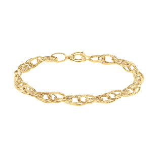 Close Out Deal Double Oval Textured Link Bracelet in 9K Gold 7.5 Inch