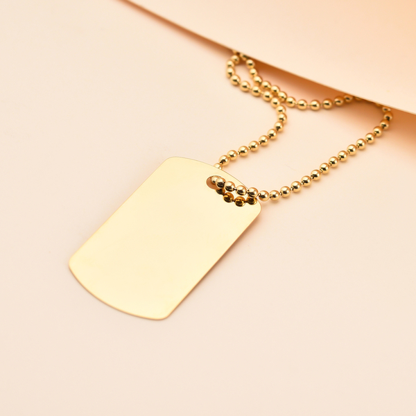 Hatton Garden Close Out Deal- 9K Yellow Gold Dog Tag Necklace (Size - 20) with Lobster Clasp, Gold Wt. 8.40 Gms