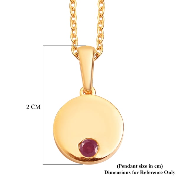 African Ruby (FF) Pendant with Chain (Size 16) in 14K Yellow Gold Overlay Sterling Silver