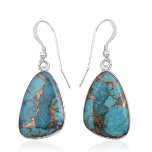 Santa Fe Collection - Blue Mojave Turquoise Dangling Earrings (With Hook) in Sterling Silver