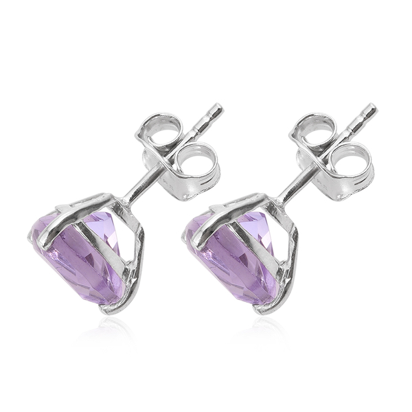 AA Rose De France Amethyst (Trl) Stud Earrings (with Push Back) in Platinum Overlay Sterling Silver 3.000 Ct.
