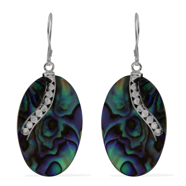 (Option 4) Royal Bali Collection Abalone Shell Hook Earrings in Sterling Silver 18.000 Ct.
