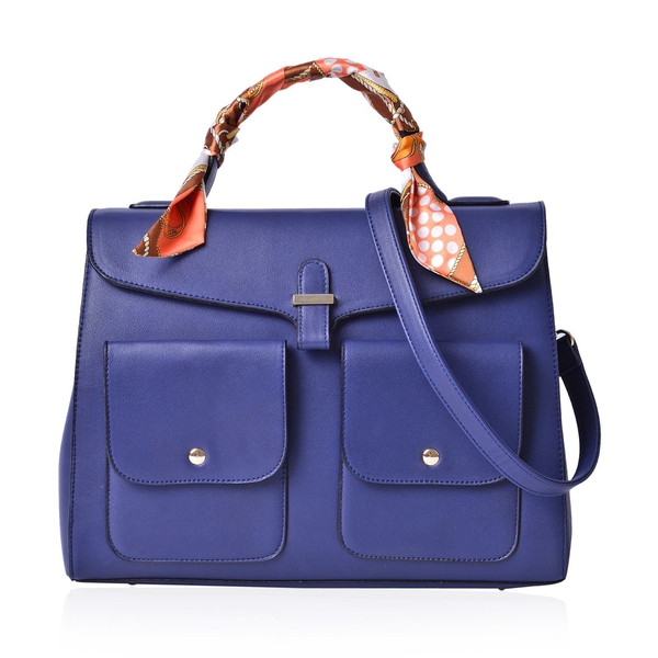 Navy Colour Large Tote Bag with External Pocket and Adjustable and Removable Shoulder Strap with Mul