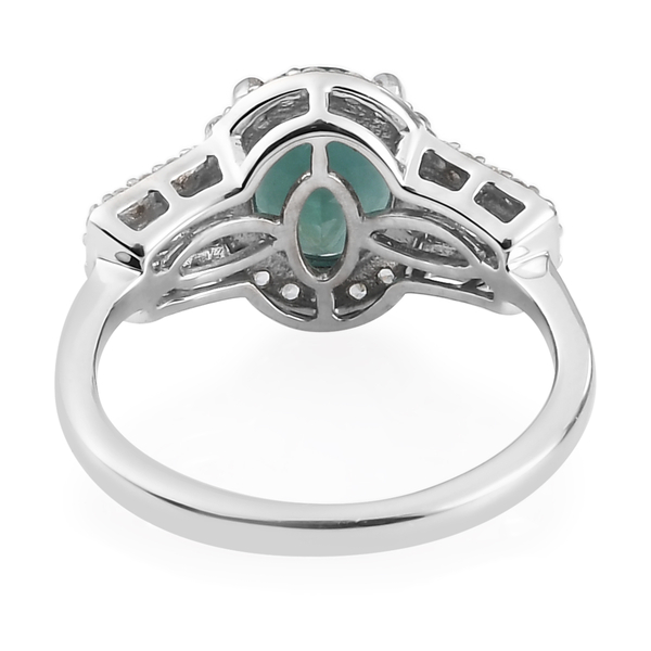 Grandidierite and Natural Cambodian Zircon Ring in Platinum Overlay Sterling Silver 3.41 Ct.