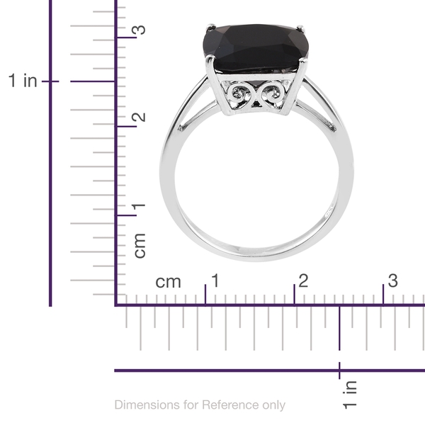 Boi Ploi Black Spinel (Cush) Ring in Platinum Overlay Sterling Silver 8.750 Ct.