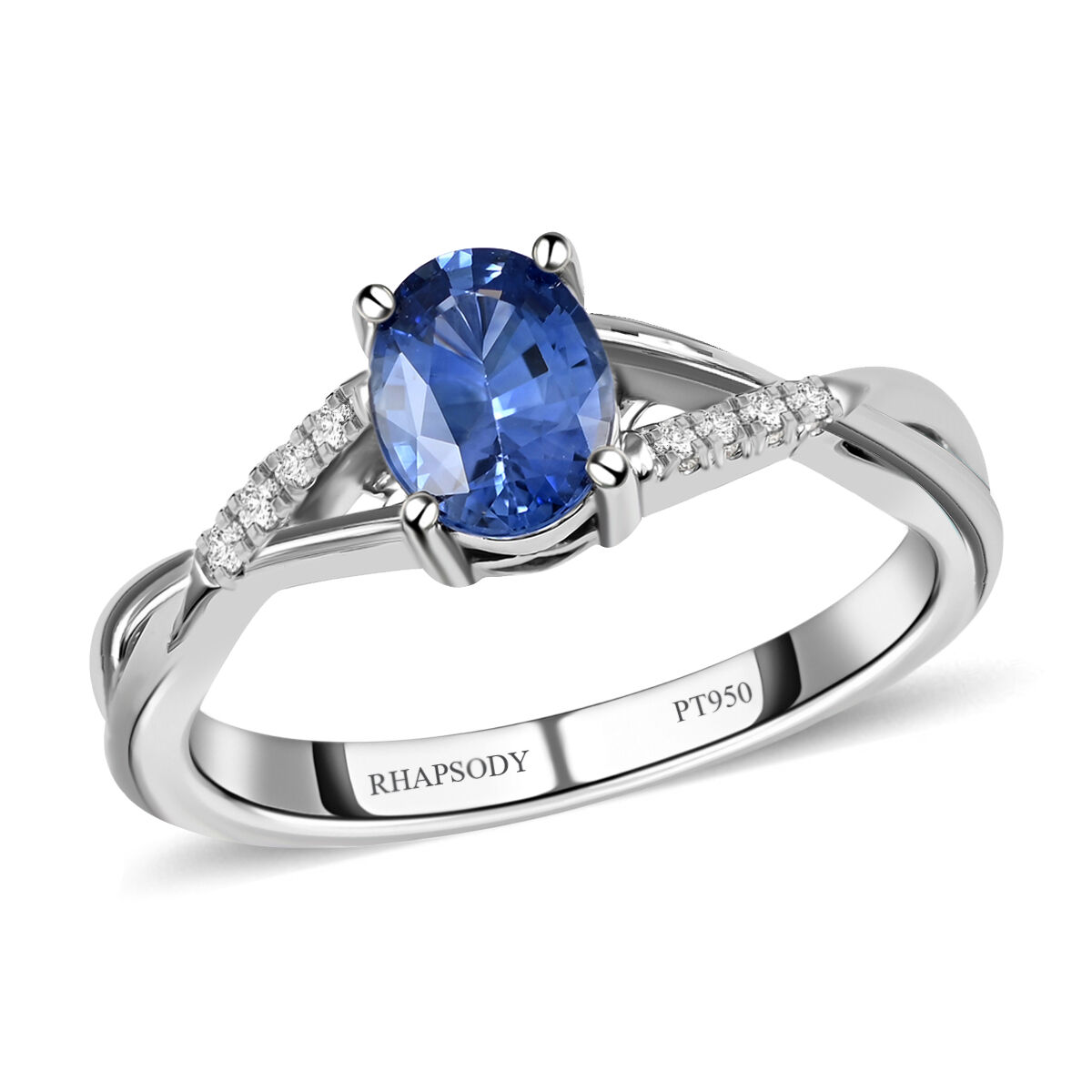 Certified and Appraised RHAPSODY 950 Platinum AAAA Royal Ceylon Sapphire and VS EF Diamond Ring 6.50