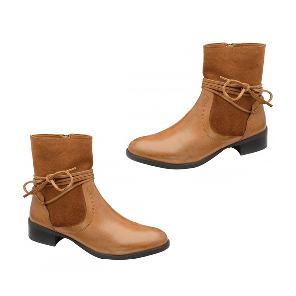 Ravel Marshall Leather Ankle Boots with Suede Details (Size 3) - Tan