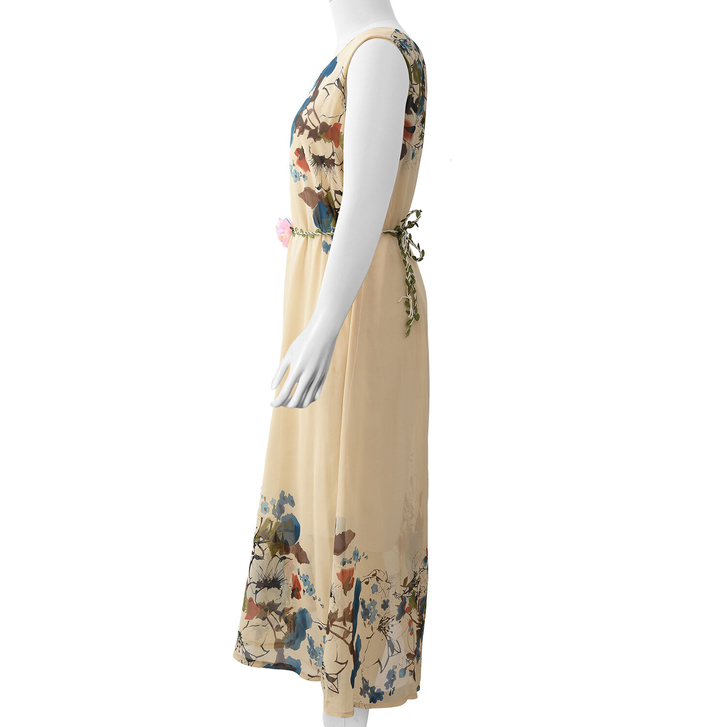 Coffee Colour Plum Blossom Flower Pattern One Piece Dress