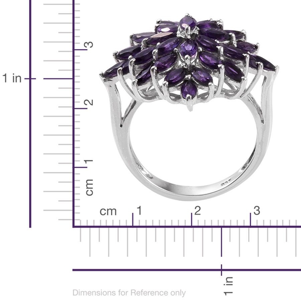AA Lusaka Amethyst (Mrq) Cluster Ring in Platinum Overlay Sterling Silver 4.500 Ct.