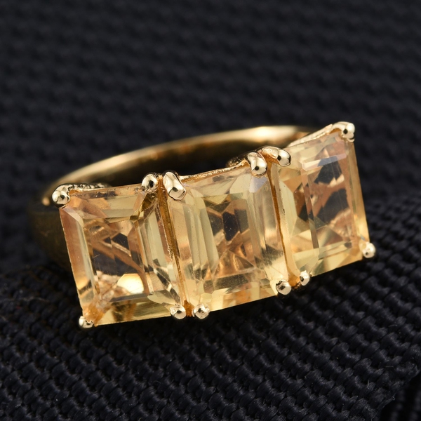 Citrine (Oct) Trilogy Ring in 14K Gold Overlay Sterling Silver 4.000 Ct.