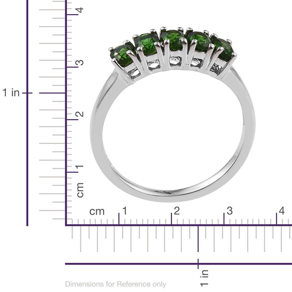 Chrome Diopside (Ovl) 5 Stone Ring in Platinum Overlay Sterling Silver 0.750 Ct.