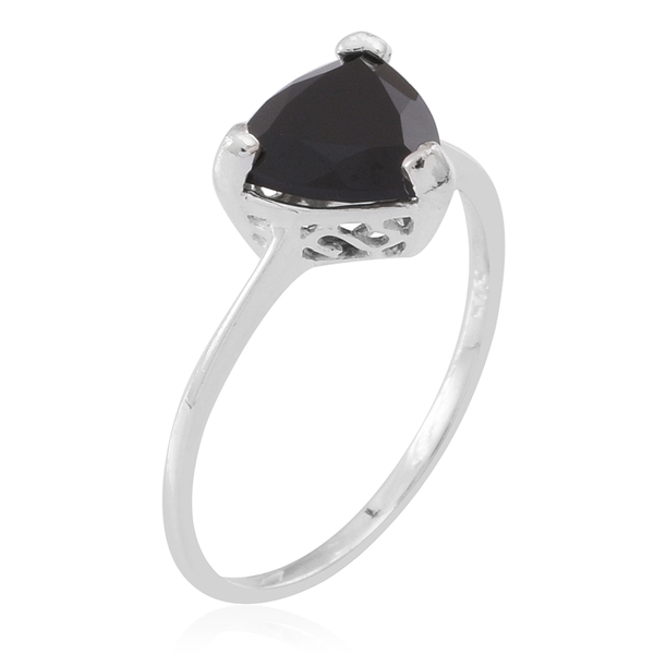 Boi Ploi Black Spinel (Trl) Solitaire Ring, Pendant and Stud Earrings (with Push Back) in Sterling Silver 7.500 Ct.