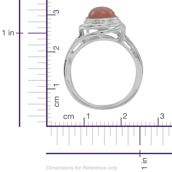 Peruvian Pink Opal (Ovl) Solitaire Ring in Rhodium Plated Sterling Silver 1.100 Ct.