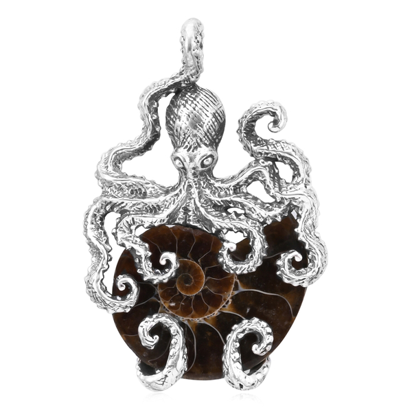 Royal Bali 12.40 Ct Ammonite Octopus Pendant in Sterling Silver 12.40 Grams