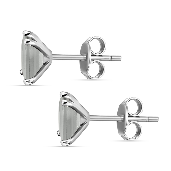 Prasiolite Solitaire Stud Earrings (With Push Back) in Platinum Overlay Sterling Silver 2.20Ct