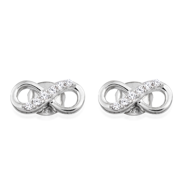 J Francis - Made with Finest CZ Infinity Band Ring and Stud Earrings Set in Platinum Plated Silver