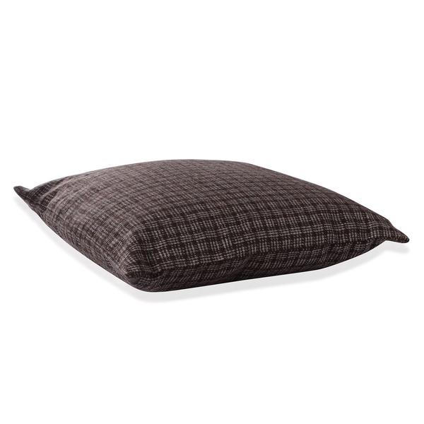 55% Wool Beige and Chocolate Colour Checks Pattern Cushion (Size 43x43 Cm)