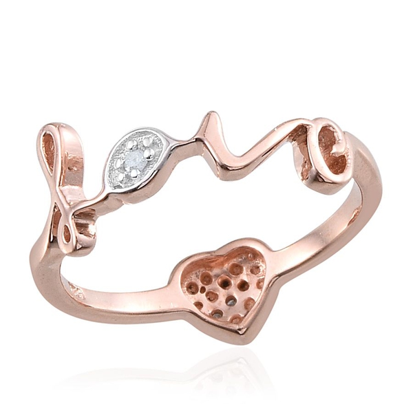 Diamond (Hrt) Love Ring in Rose Gold Overlay Sterling Silver 0.100 Ct.