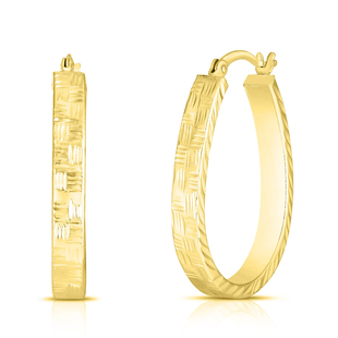 NY Close Out-Yellow Gold Overlay Sterling Silver Hoop Earrings With Clasp