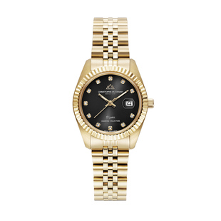 CHRISTOPHE DUCHAMP Elysees Swiss Movement Watch With Diamonds in Stainless Steel Gold Strap