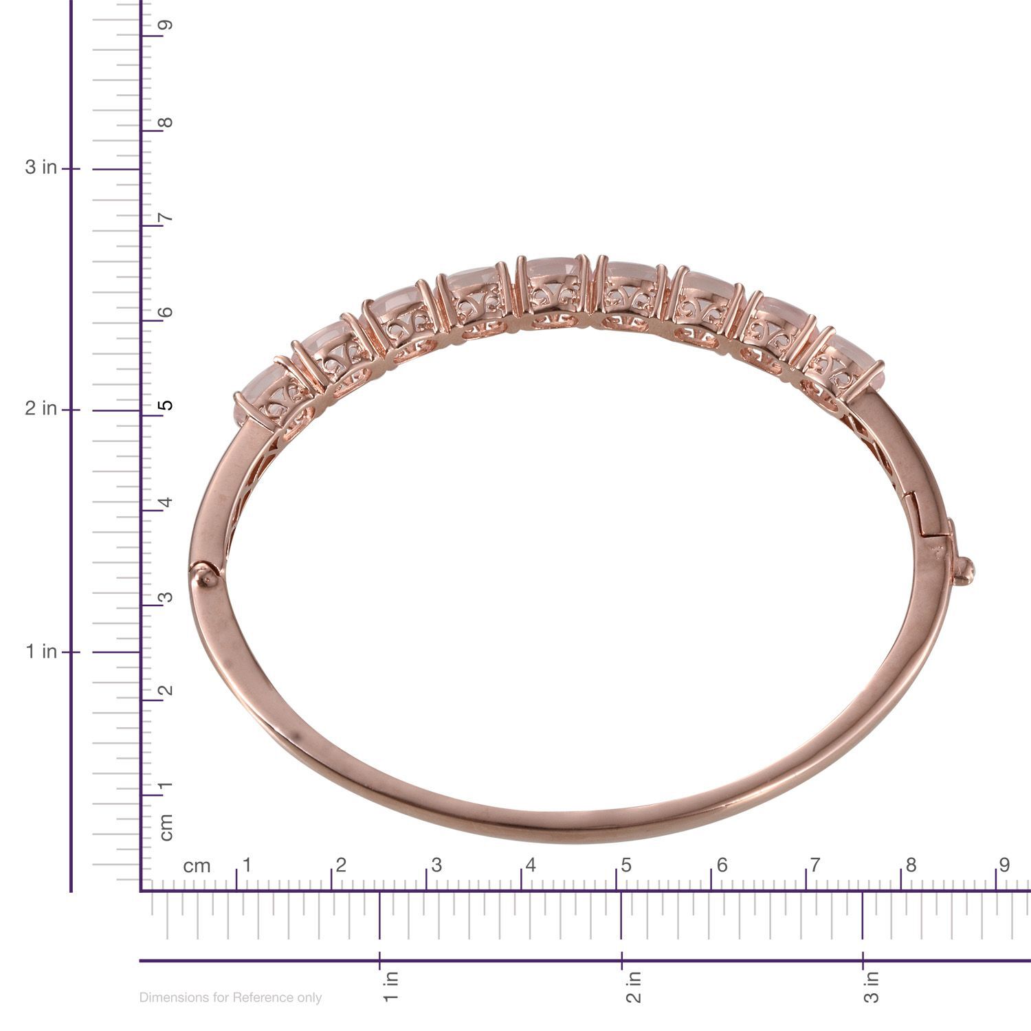 Rose Quartz (Ovl) Bangle (Size 7.5) in ION Plated Rose Gold Bond 11.750 Ct.