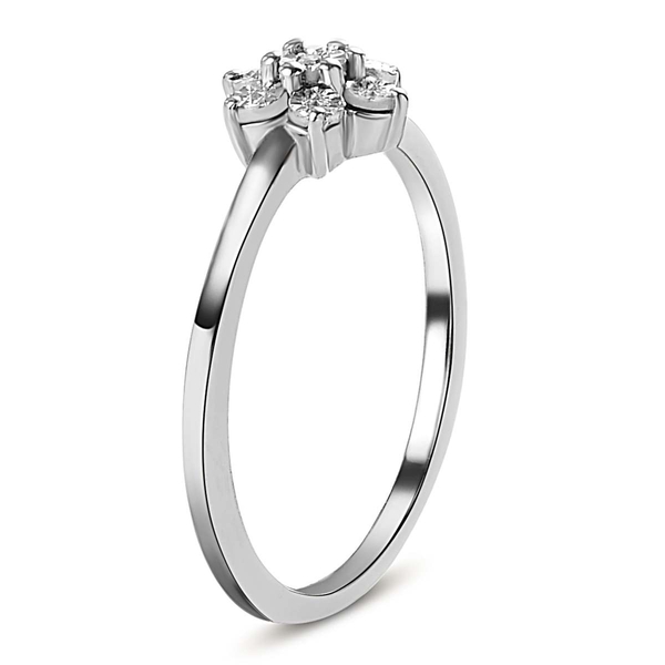 Diamond Floral Ring in Platinum Overlay Sterling Silver