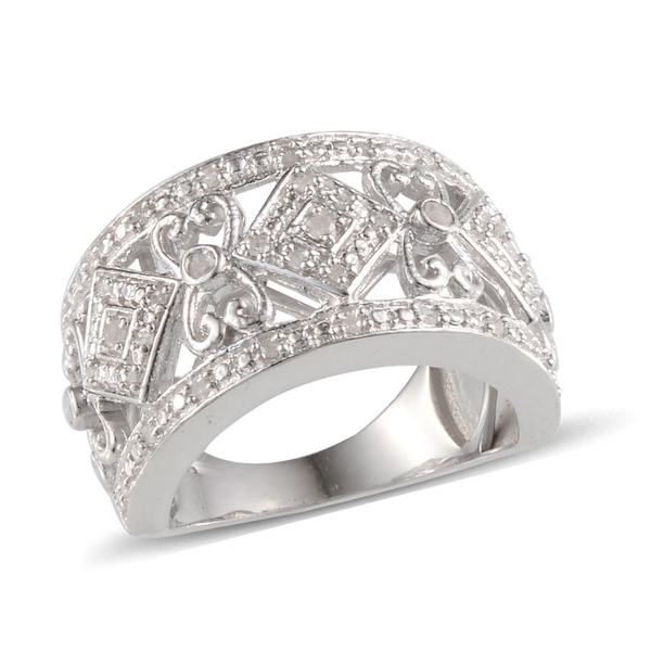 Diamond (Rnd) Ring in Platinum Overlay Sterling Silver 0.320 Ct.